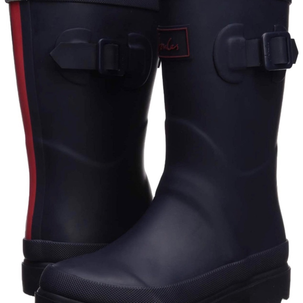 Joules Navy Rain Boots with Red Stripe - Kids
